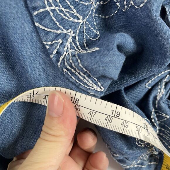 Korean Brand Embroidery Womens Slim Fit Denim Skirts Jean Dress Long Sleeve Sz L - Picture 11 of 12